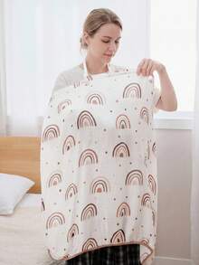 Cozy Pixies 1 Oeko-Tex Certified Coffee Rainbow Print Pattern Mother Nursing Gown, Soft And Fashionable, Light And Thin For Daily Use - Multicolor - View 2
