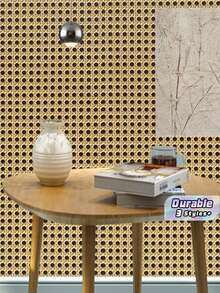 Vintage Honeycomb Rattan PVC Self-Adhesive Wallpaper, Waterproof Wear-Resistant Wall Sticker For Homestay Decoration Live Streaming Background DIY Wall Decor Honeycomb Bamboo Woven Texture, Perfect For Homestay, Live Streaming Room - 1PC - View 1