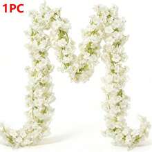 1/3/5pcs 5.9ft Artificial Spring Sakura Flower Garland, Silk Hanging Floral Vines For Wedding Party Background, Room Wall Decor, Japanese Cute Decor, Indoor Outdoor Birthday Gift, Outdoor Indoor Decor, Gift, - White - View 11