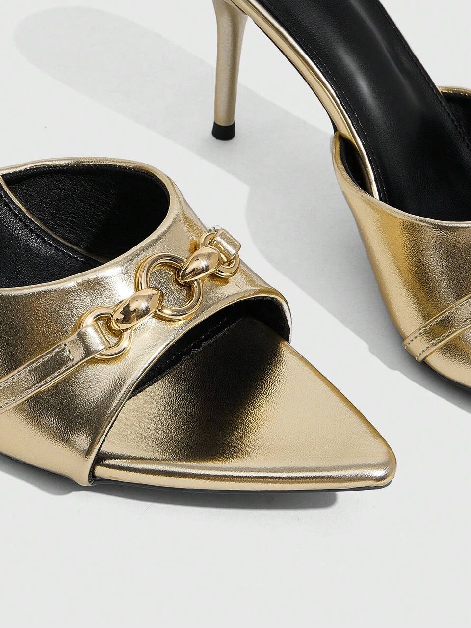 CUCCOO SZL Women's Metal Buckle Pointed Toe Fine Heel Gold Outdoor Wear Strappy Office Daily Date Holiday Versatile High Heeled Sandals