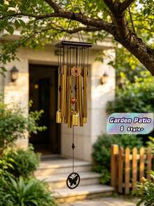 1PC Extra Large Antique Copper Finish Aluminum Alloy Wind Chime Outdoor Garden Patio Home Decor Durable Rust Resistant Melodious Art Gift Idea - multicolor - View 1