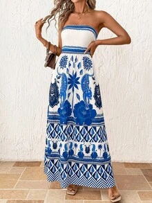 Solivie Women's Floral Print Casual Party & Travel Dress - Blue - View 6