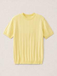 Calmiston Men's Solid Color Casual Versatile Daily Wear Knit Top - Yellow - View 9