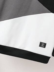 SHEIN 青少年男孩休閒寬鬆拼接撞色拉鍊衛衣，秋冬街頭風外出外套 - 彩色 - 查看 3