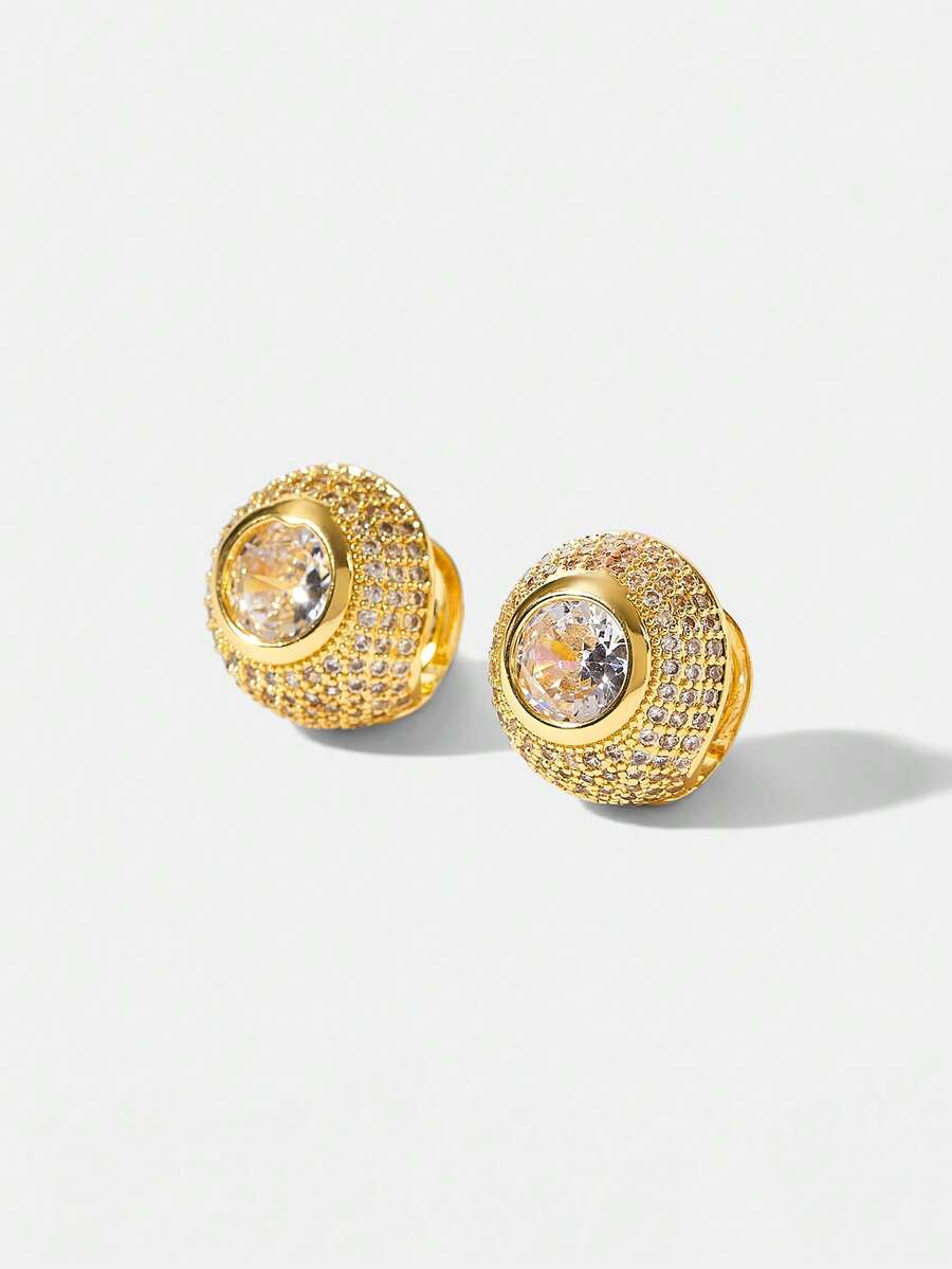 MOTF PREMIUM Anting-anting wanita berkilau kristal safir - Emas - View 1