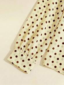 SHEIN Clasi 女款波點腰部繫帶休閒百搭日常穿著襯衫 - 黃色 - 查看 6