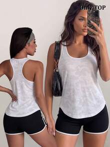 BamGleam Camouflage Breathable Racerback Sports Tank Top - White - View 3