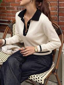 DAZY Women's Colorblock Pullover Sweater Fall - White - View 4