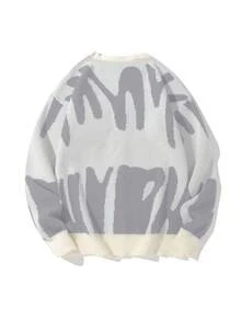 Manfinity Hypemode Men's Colorblock V-Neck Casual Versatile Daily Wear Cardigan - Light Grey - View 2