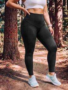 In My Nature Women's Plus Size Outdoor Sports Leggings - Black - View 7