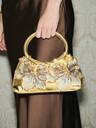 SHECARRY Ladies Fashionable Elegant Gold Faux Leather Flower Decorated Handbags, Vacations Holiday Parties Dates Birthday Dinners