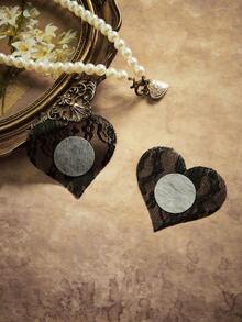 PinupPomp Plus Size Lingerie Accessories Black Lace Fabric Heart Shape - Black - View 2