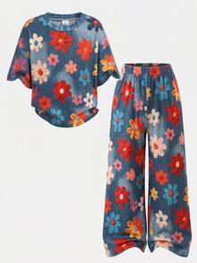 SHEIN 女童夏季親子套裝休閒字母印花兩件套 - 彩色 - 查看 8