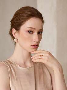 MOTF ROSE GOLD WOVEN MESH DIAMOND GEMSTONE PREMIUM EARRINGS - Rose Gold - View 7