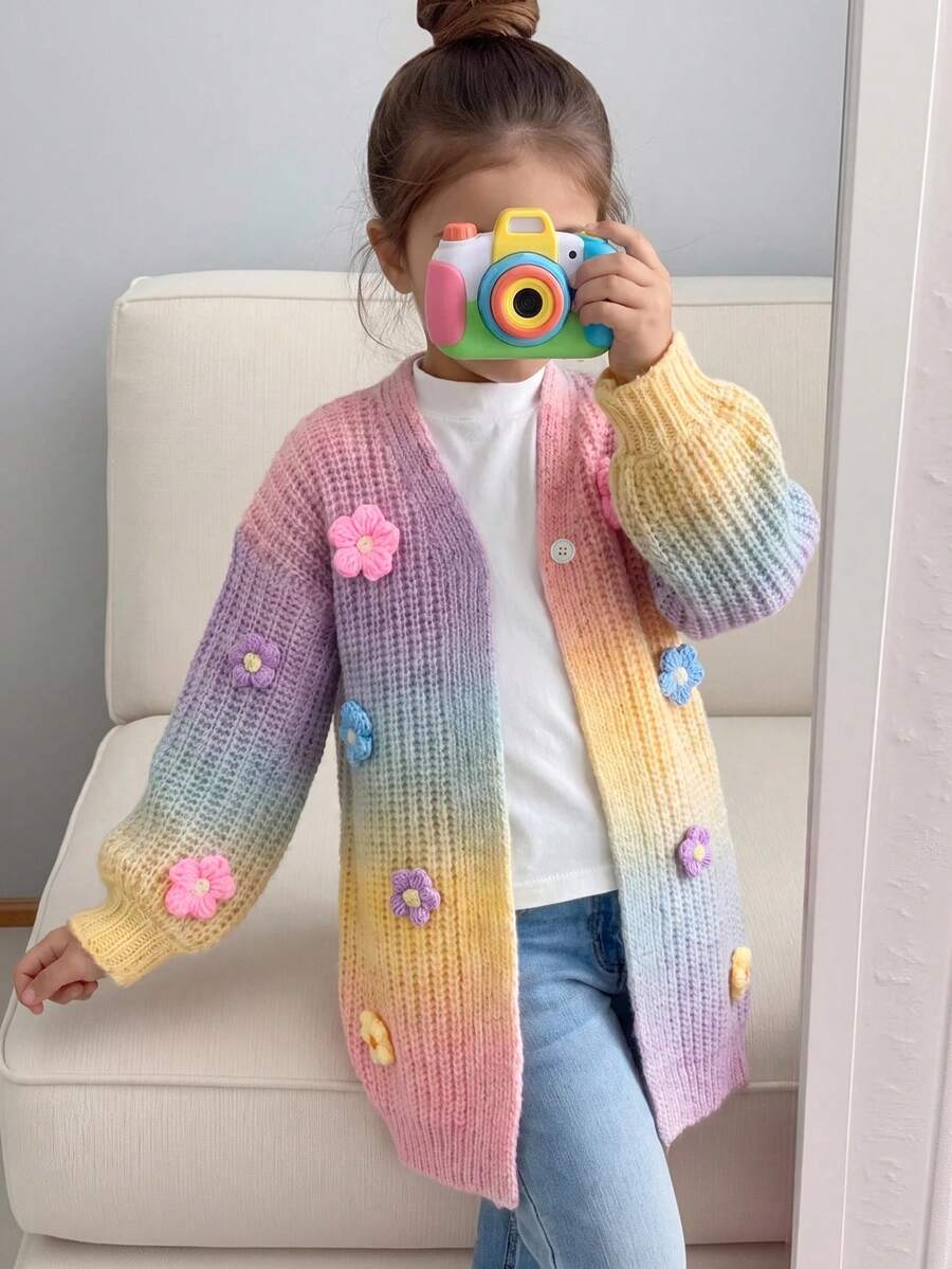 SHEIN Young Girl Young Girl Young Girl Autumn Winter Color Bloc - Multicolor - View 1