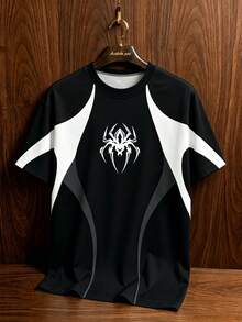 Gritte Field Men's Colorblock Spider Print Sports T-Shirt, Gym - Multicolor - View 4