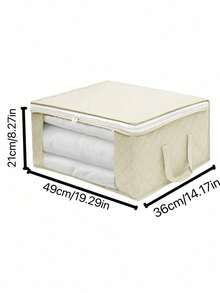 3Pcs Large Storage Bags Foldable Closet Organizer With Handle Thick Fabric For Clothes Blankets Comforters Sheets Pillows Duvet Mothproof Space Saver Home Decor Bedroom Storage For Adults - Beige - View 3