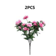人造杜鵑花 - 7枝抗紫外線仿真杜鵑花束，不褪色絲綢花，適用於室內/室外花園、婚禮、居家裝飾 - 粉色 - 查看 12