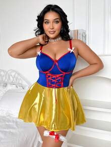 Fantasy Costume Fantasy Costume فستان انزلاقي من حرير الحليب للنساء بمقاسات كبيرة مع حلقات الساق، مجموعة من 3 قطع للعب الأدوار - متعدد الألوان - مشاهدة 5