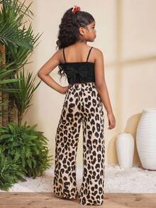 SHEIN Tween Girls Leopard Print Tank Top And Pants Co-Ord Set - Multicolor - View 3