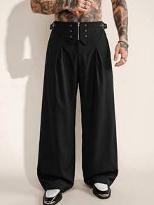 FeverCity Men's Solid Color Casual Versatile Daily Wear Long Pants - Black - View 8