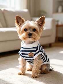 This Blue Striped Polo Shirt Is A Piece Of Clothing Suitable For Pet Dogs And Cats. - Blue - View 9