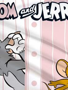 TOM & JERRY X SHEIN 女款拼色條紋卡通印花運動衫 - 白色 - 查看 3