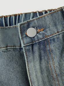Jeanoix Celana Jeans Denim Kargo Potongan Lurus Tanpa Peregangan Ukuran Plus - Biru - View 5