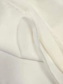 Balvessa Solid Color Metal Button Waist Wrap Elegant Women's Long Dress - Beige - View 5