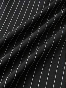 SHEIN Clasi Women's Plus Size Spring/Summer Striped Pleated Wide Leg Loose Long Pants Fall - Black - View 4