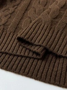 Maweii Plus Size Women's Cable Knit Textured Casual Vintage Fashion Sweater - Coffee Brown - View 7