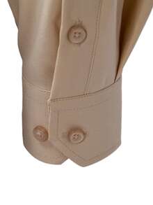 Manfinity Mode Men's Plus Size Long Sleeve Shirt, Khaki Shirt Collar Top, Suitable For Daily Commute And Gatherings, Formal, Old Money - Khaki - View 3
