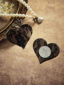PinupPomp Plus Size Lingerie Accessories Black Lace Fabric Heart Shape - Black - View 4