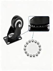 4Pcs Heavy Duty Casters, Silent Swivel & Fixed Wheels With Axle And Brake, Replacement Rollers For Hand Trolleys And Small Trailers - Black - View 5