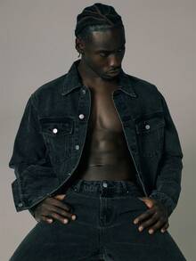 Musero Oversized Denim Jacket Double Pocket Front Detail Spring Summer Essentials - Black - View 1