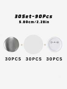 30/40/50套圓形徽章套件，DIY透明空白胸章製作配件 - 多色 - 查看 7