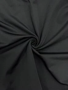 SHEIN Glamour 极简性感棕色深V领T恤，褶皱系带喇叭袖收腰上衣 - 黑色 - 查看 9
