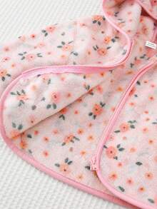 SHEIN Baby Girl Ditsy Floral Hooded Jacket - Pink - View 7