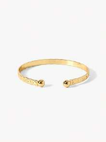 Opalesca 12pcs Fashion Metal Textured Heart Shape Bangle Bracelet Set, Boho Adjustable Layered Wristband, Suitable For Daily & Party Wear - Gold - View 3