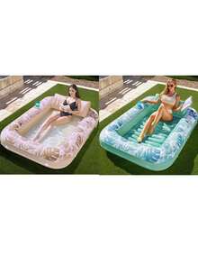 Adult Inflatable Sunbathing Pool Float Bed,Extra Large Size, With Built-In Pillow And Cup Holder, 4-In-1 Many Style... Sunbathing Float, Water Leisure Lounge Chair, Also Can Be Used As Inflatable Ball Pit, Extra Large Gold - Promotional Price - View 19