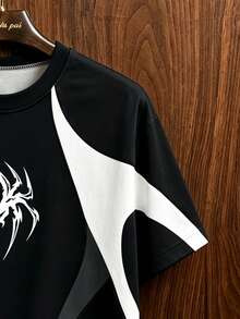 Gritte Field Men's Colorblock Spider Print Sports T-Shirt, Gym - Multicolor - View 5