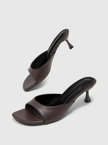 CUCCOO BIZCHIC Women's Square Toe With Low-Heeled Slippers, Elegant Open-Toed Sandals, Daily Casual Commuting Shoes Design High Heels - Brown - View 7