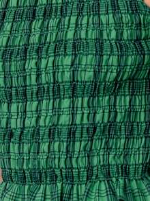 Nöista Conjunto de dos piezas a cuadros con detalle de volantes en la cintura. Verano, otoño, resort, casual chic, estilo de fiesta - Verde Oscuro - Ver 8