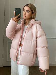 DAZY Women's Winter Casual Versatile Hooded Jacket - Pink - View 3