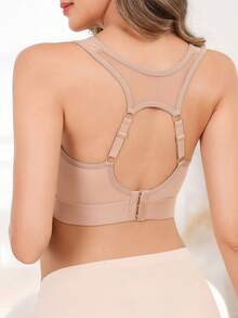Moonlight&Mama 1pc Solid Color Mesh Patchwork Maternity Bra - Brown - View 7