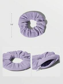 GLOWMODE FeatherFit™ SoftFlex Stretchy Hair Scrunchie With Hidden Pocket & Reflective Logo Summer Travel Gym Fitness Workout Daily Casual - Dusty Purple - View 7