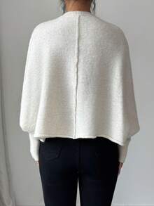 Elenzga Women's Autumn New Arrival Single Piece Round Neck Minimalist Elegant Short Knit Pullover Long Sleeve Sweater, Versatile For Daily Wear And Commuting - Apricot - View 2