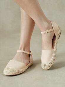Styleloop Ladies, Straw Twine, Buckles, Lame Heels, Platform Flats. - Apricot - View 2