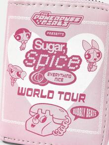 THE POWERPUFF GIRLS X SHEIN 1入款 基礎款愛心小女警圖案簡約風拉鍊零錢包，適合女性 - 多色A - 查看 3