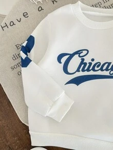SHEIN 2件組男嬰保暖內裡連帽衛衣與牛仔冬褲，藍白條紋，秋季，街頭生活休閒圖案街頭時尚，城市，返校季 - 寶藍色 - 查看 8